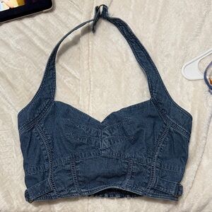 Free People Denim Halter Top
